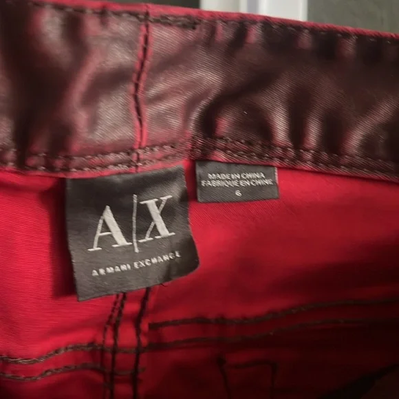 🛑 1 hour sale. Armani Exchange, merlot color jeans/pants, slight distress, sz 6 - Picture 11 of 13